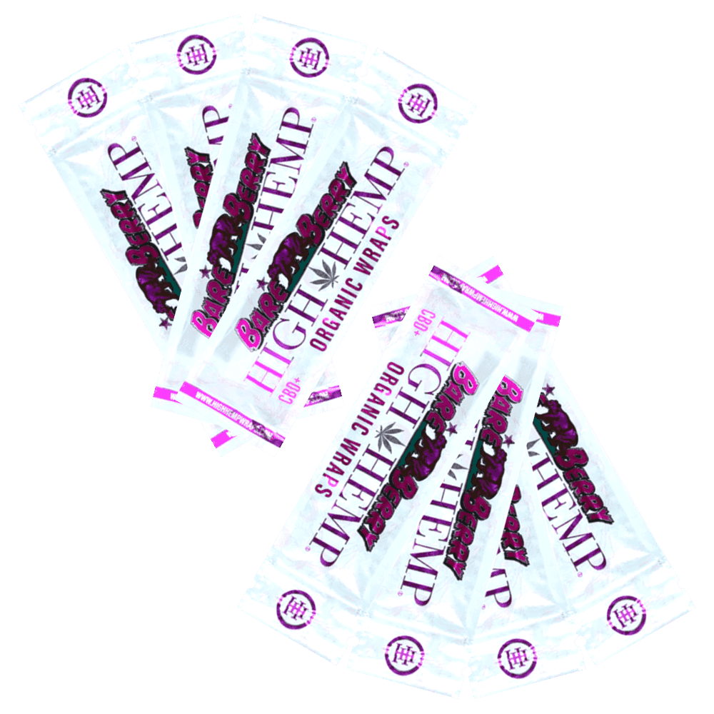 High Hemp Herbal Wraps with Filter Tips 2-pk – Bare Berry – Lot of 8 (16 wraps)