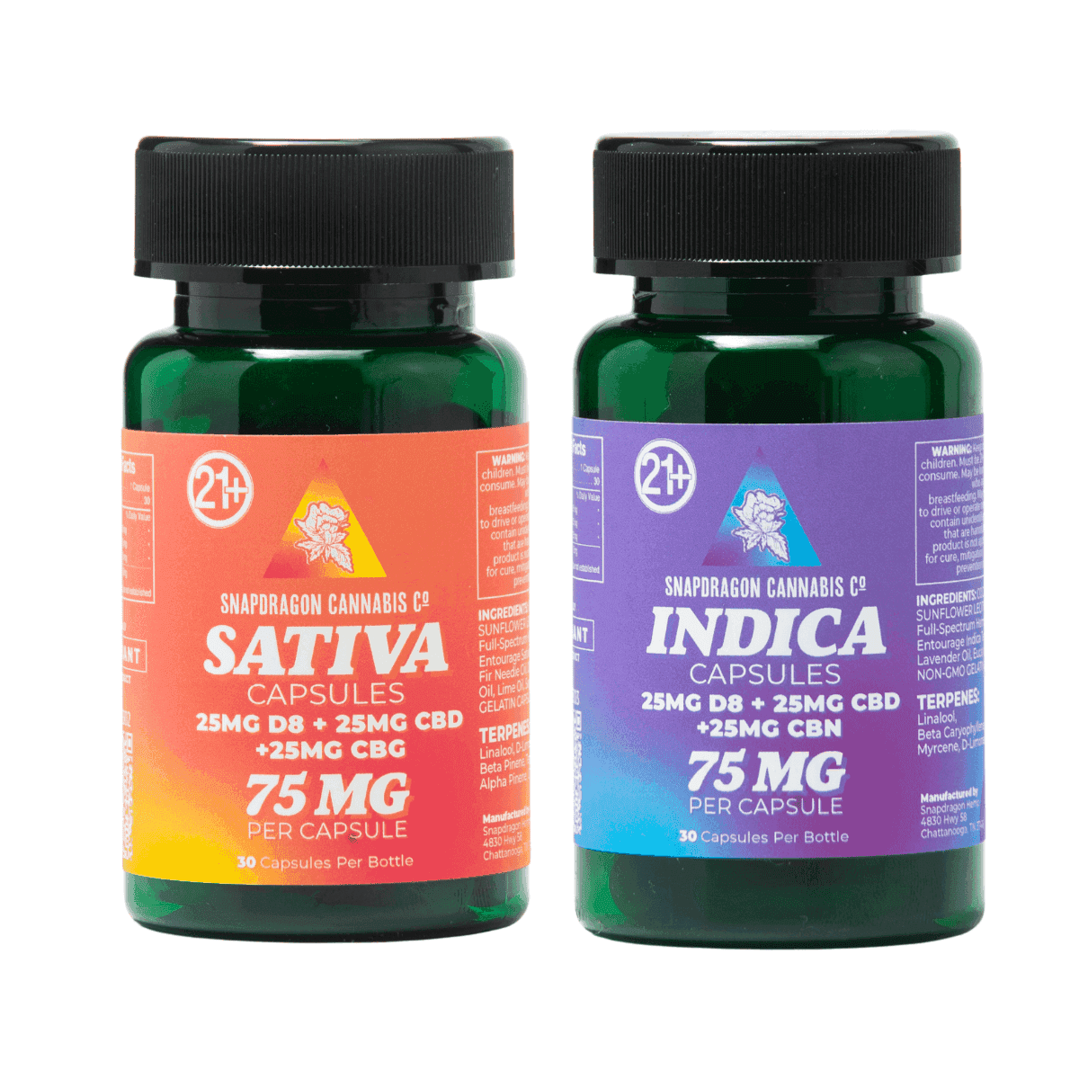 Snapdragon Cannabis Co. Sativa and Indica Capsules