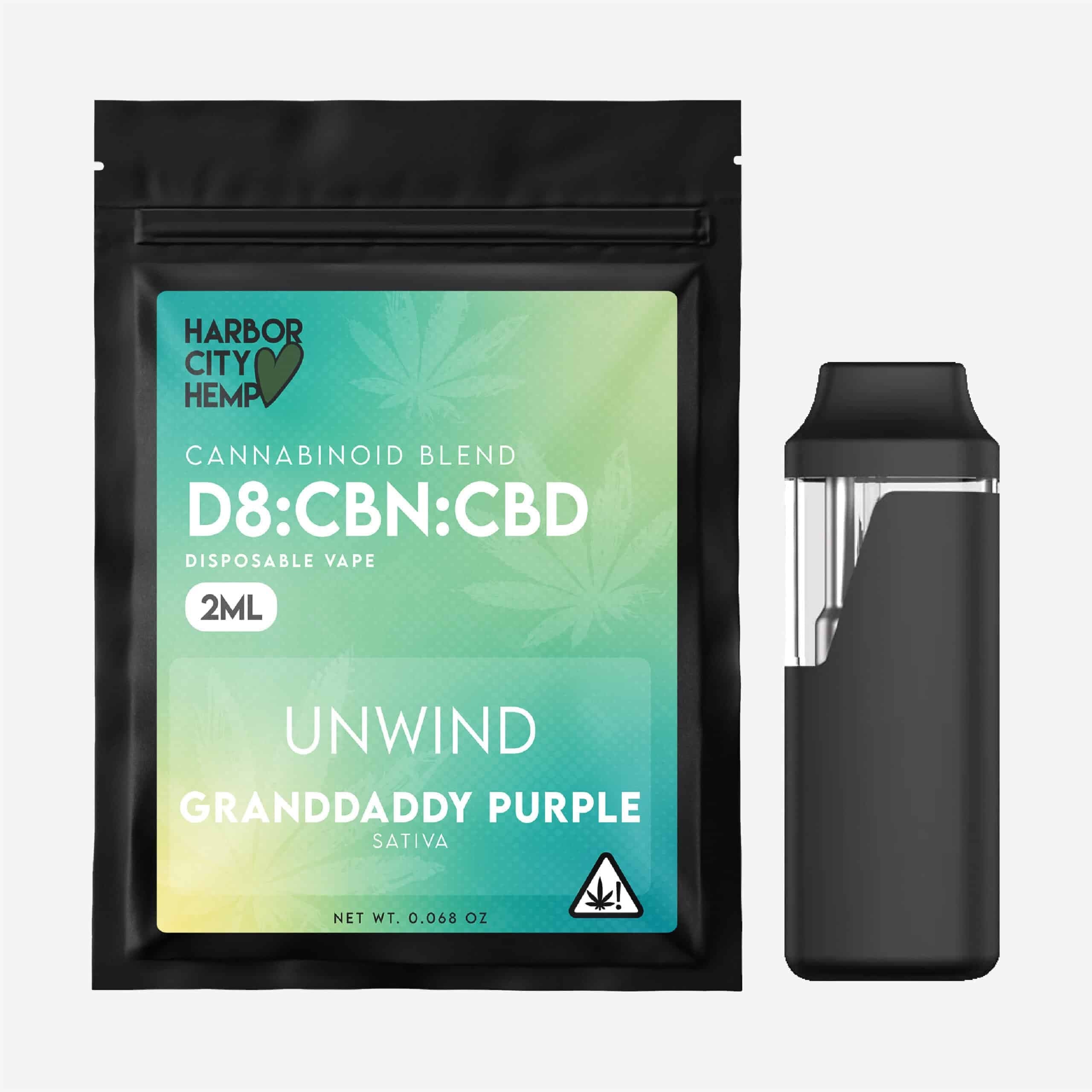 2ml D8:CBN:CBD Disposable Vape (Unwind)
