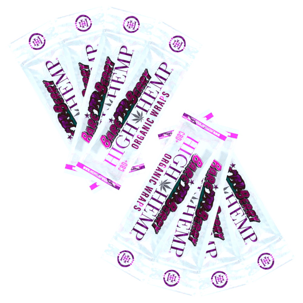 High Hemp Herbal Wraps with Filter Tips 2-pk – Bare Berry – Lot of 8 (16 wraps)