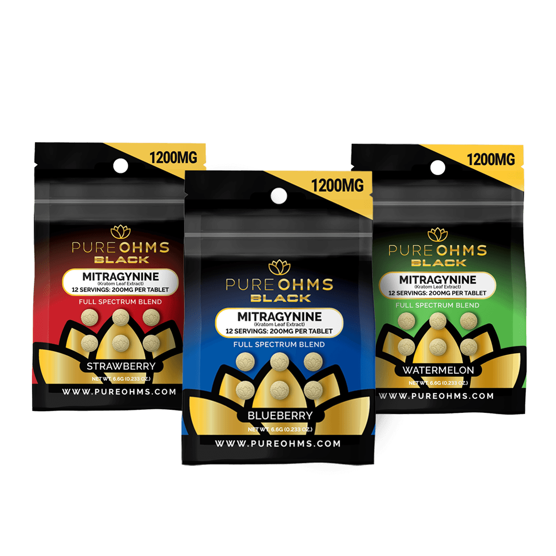 Pure Ohms Black 200mg Mitragynine Tablet – Full Spectrum