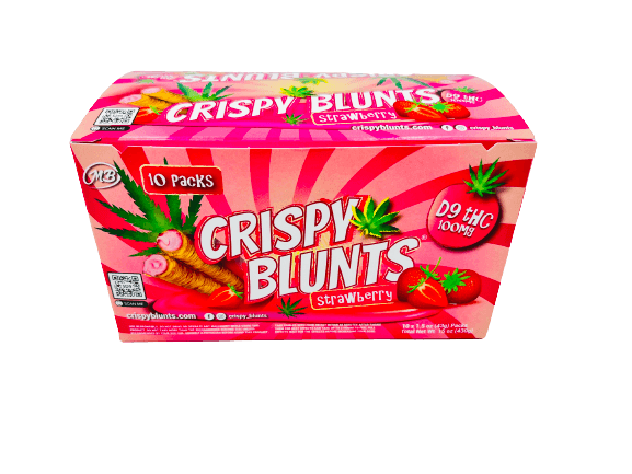D9 Box of 10 (2 packs) 100mg with Strawberry Cream Crispy Blunts Crispy Phyllo Dough 2 Sticks 1.5 oz