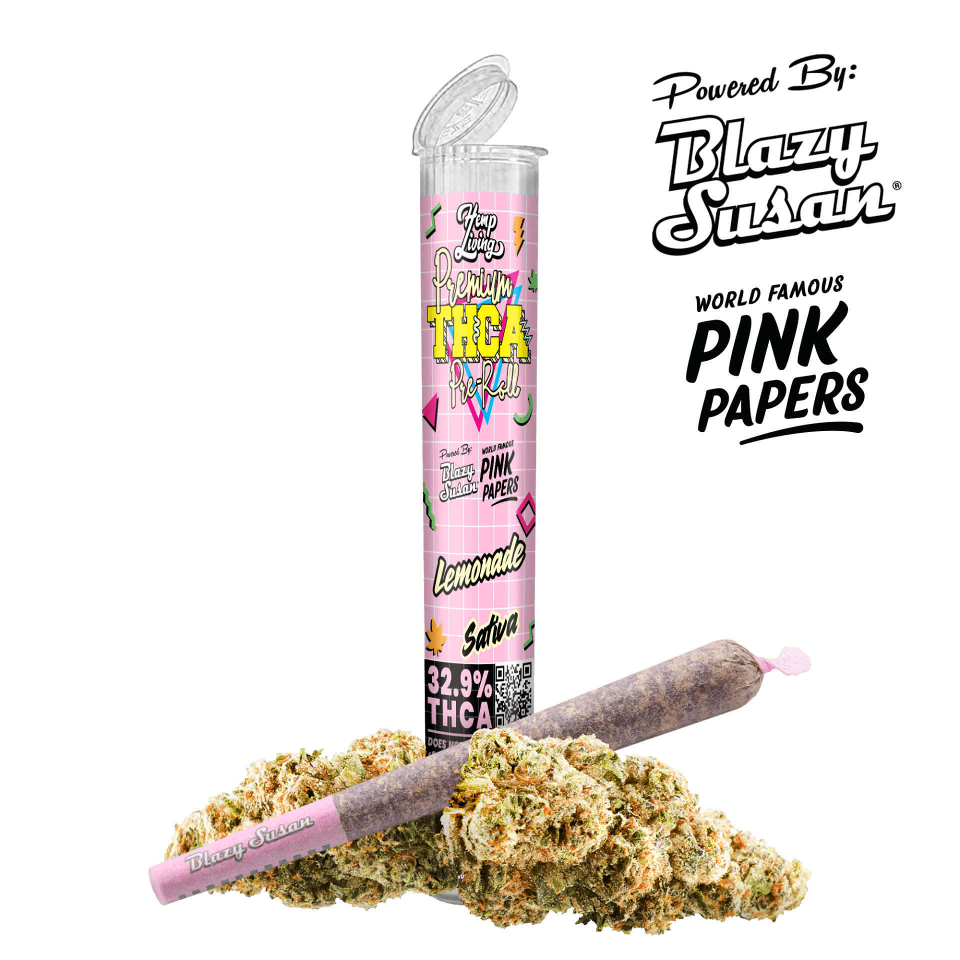 Blazy Susan x Hemp Living – Pink Paper 1g Premium THCA Pre-roll – Lemonade