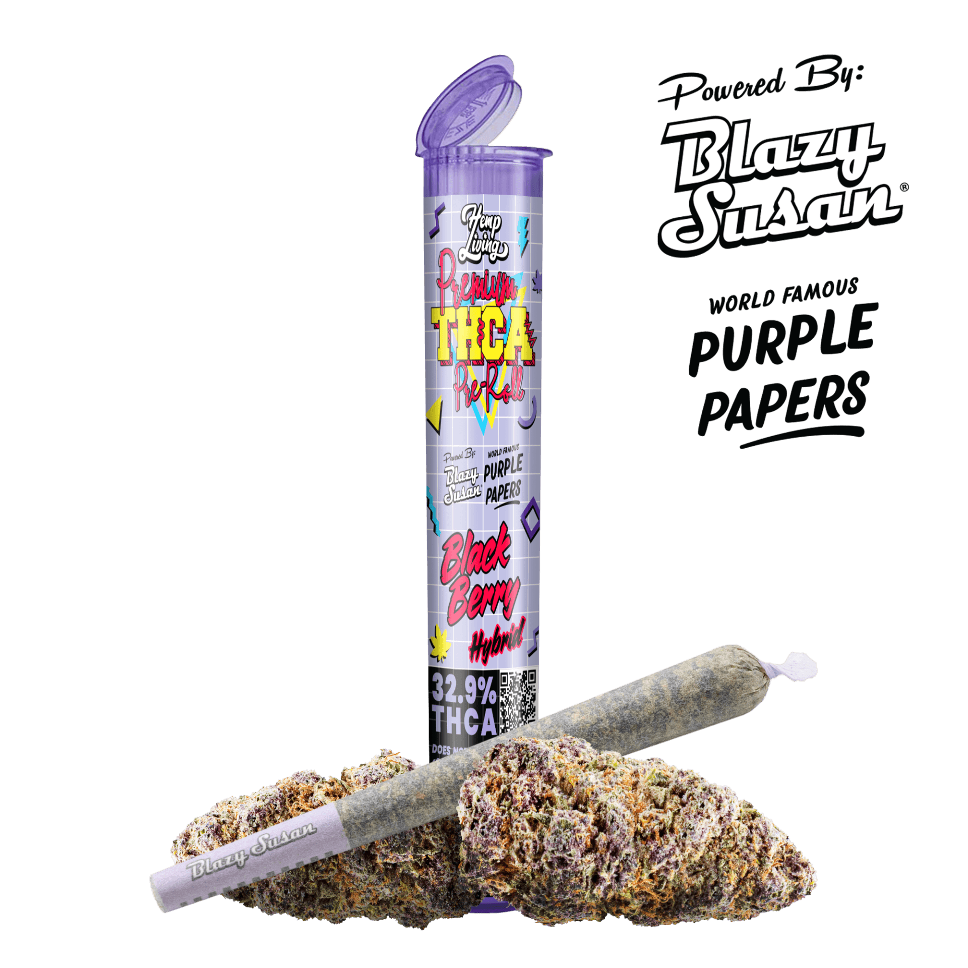 Blazy Susan x Hemp Living – Purple Paper 1g Premium THCA Pre-roll – Blackberry