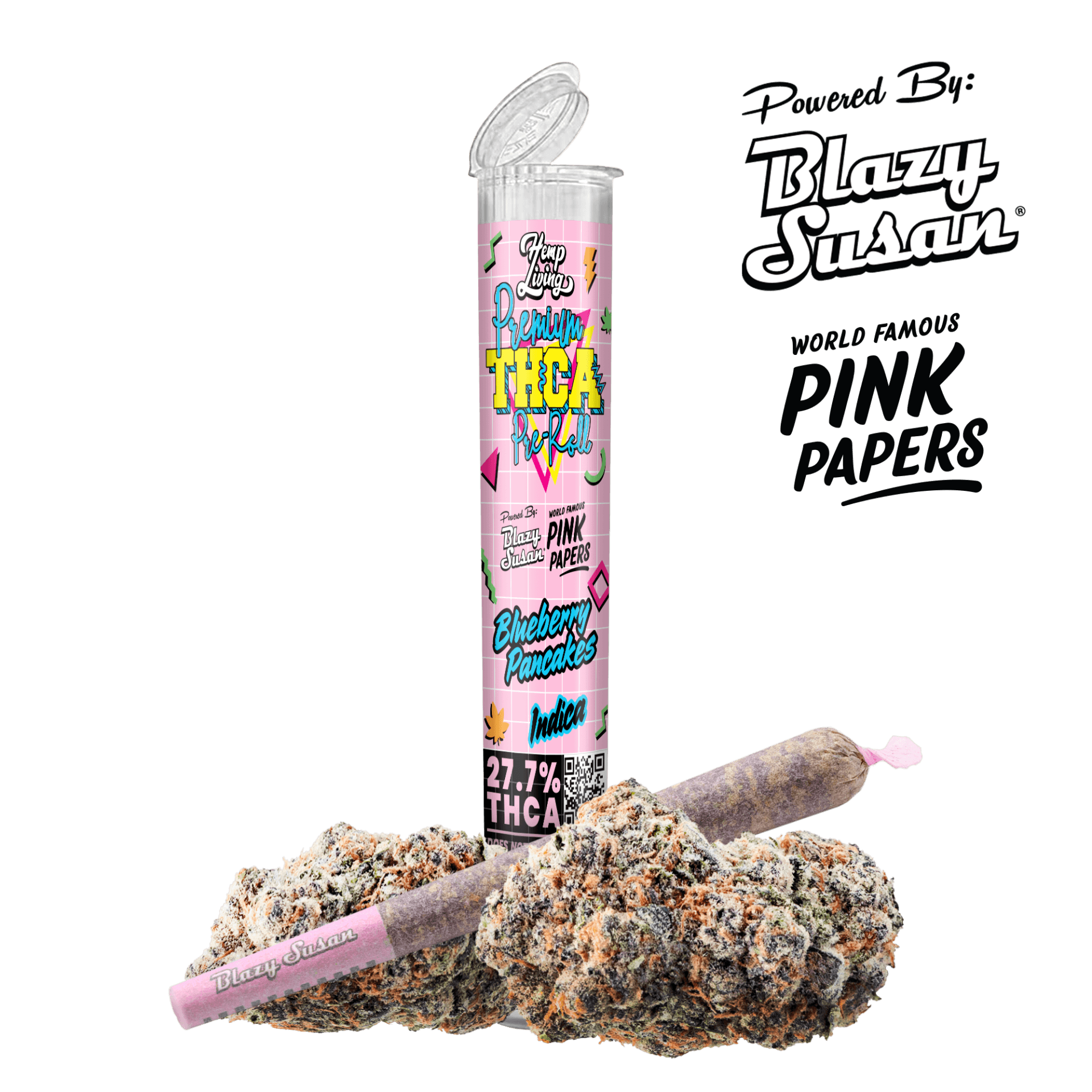 Blazy Susan x Hemp Living – Pink Paper 1g Premium THCA Pre-roll – Blueberry Pancakes