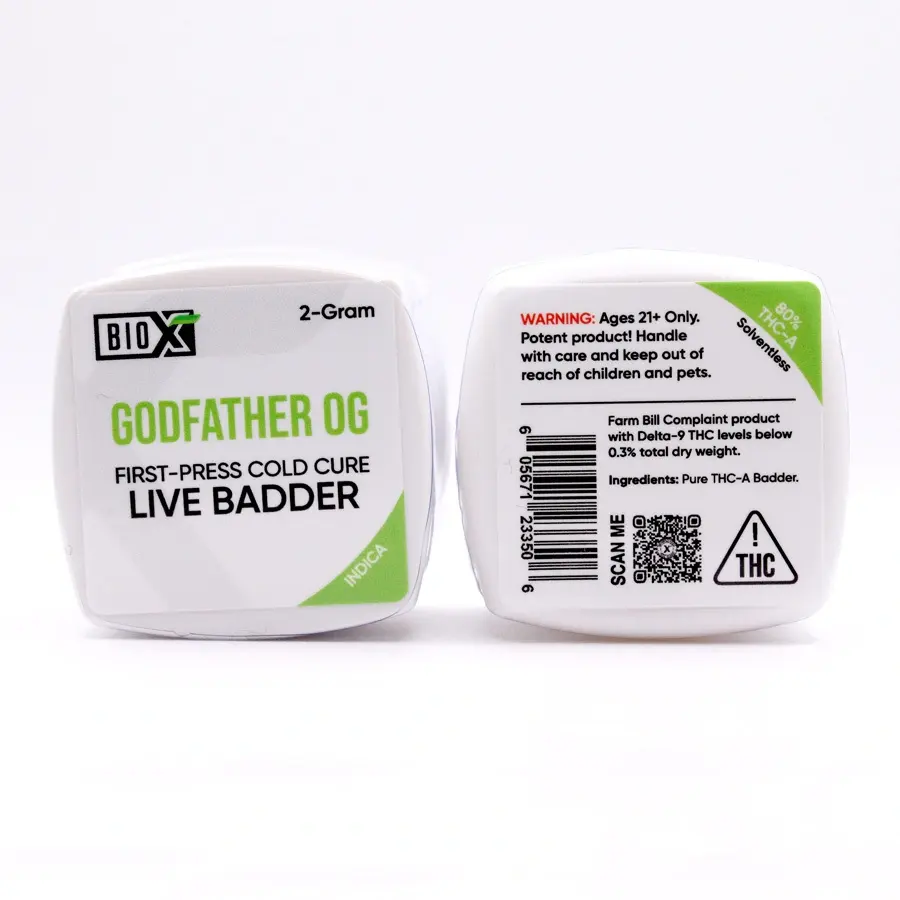 Premium THCa Badder – First-Press Cold-Cured Excellence – Godfather OG (Indica), Size: 2-Gram