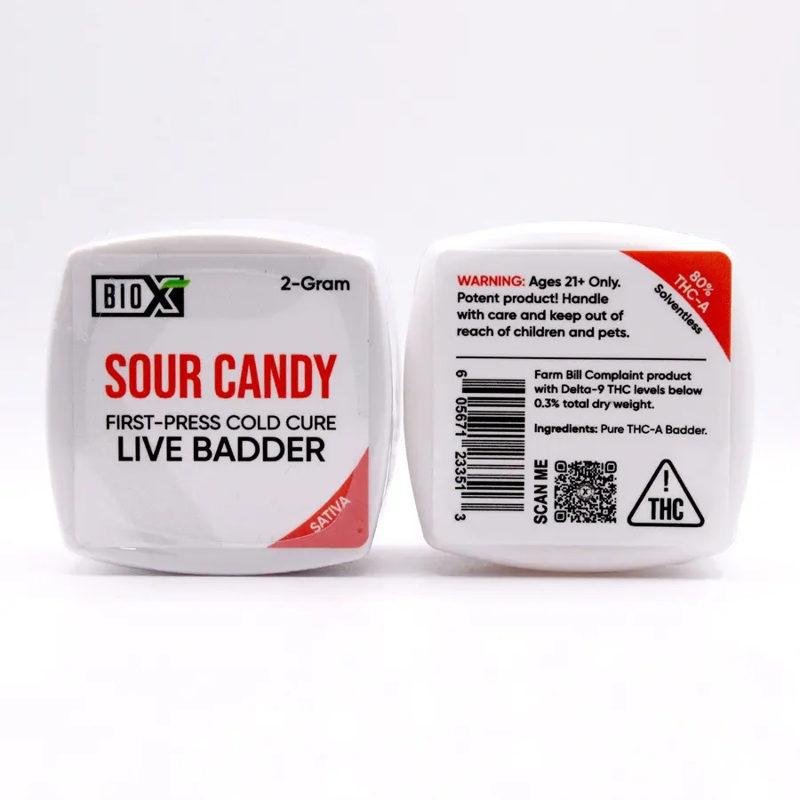 Premium THCa Badder – First-Press Cold-Cured Excellence – Sour Candy (Sativa), Size: 2-Gram