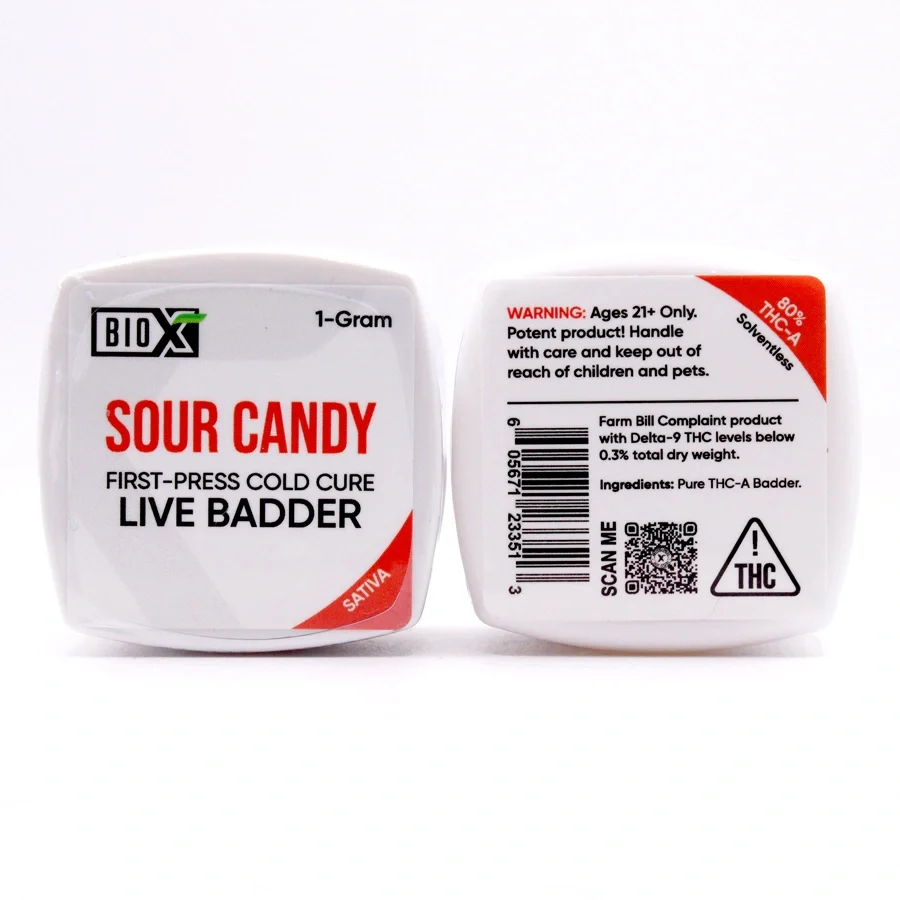 Premium THCa Badder – First-Press Cold-Cured Excellence – Sour Candy (Sativa), Size: 1-Gram